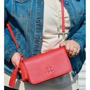 NWT Tory Burch Thea Mini Chain Bag Crossbody Brilliant Red $395+
